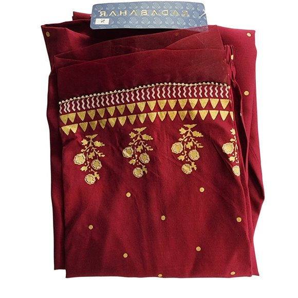 Womens Designer Trouser Pants Embellished Silk Viscose Sadabahar Brand Pakistani - Picture 2 of 16